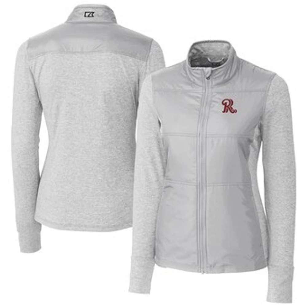 Women's Cutter & Buck Gray Frisco RoughRiders Stealth DryTec Hybrid Quilted Full-Zip Windbreaker Jacket