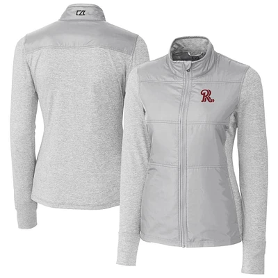 Women's Cutter & Buck Gray Frisco RoughRiders Stealth DryTec Hybrid Quilted Full-Zip Windbreaker Jacket