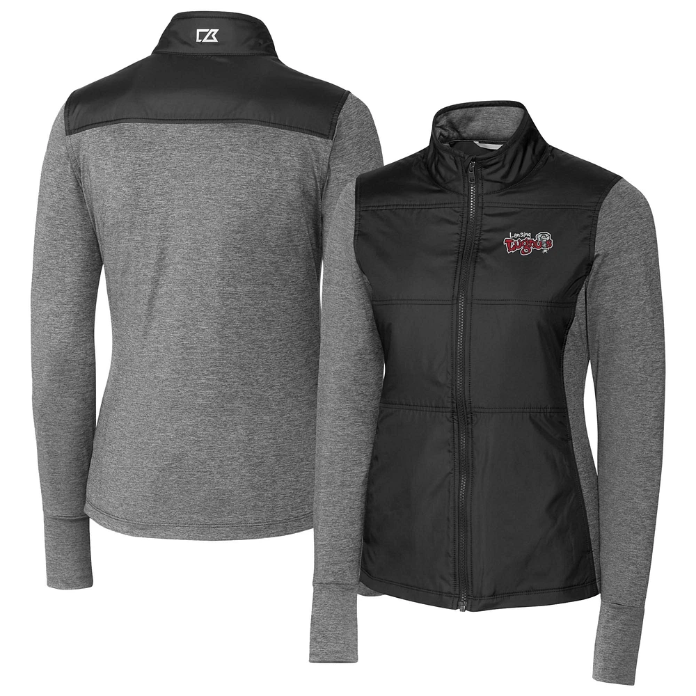 Women's Cutter & Buck Lansing Lugnuts Stealth DryTec Hybrid Quilted Full-Zip Windbreaker Jacket