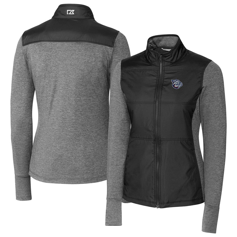 Women's Cutter & Buck Lehigh Valley IronPigs Stealth DryTec Hybrid Quilted Full-Zip Windbreaker Jacket