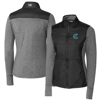 Women's Cutter & Buck Charlotte Knights Stealth DryTec Hybrid Quilted Full-Zip Windbreaker Jacket