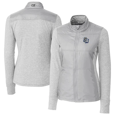 Women's Cutter & Buck Gray San Antonio Missions Stealth DryTec Hybrid Quilted Full-Zip Windbreaker Jacket