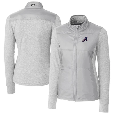 Women's Cutter & Buck Gray Reno Aces Stealth DryTec Hybrid Quilted Full-Zip Windbreaker Jacket