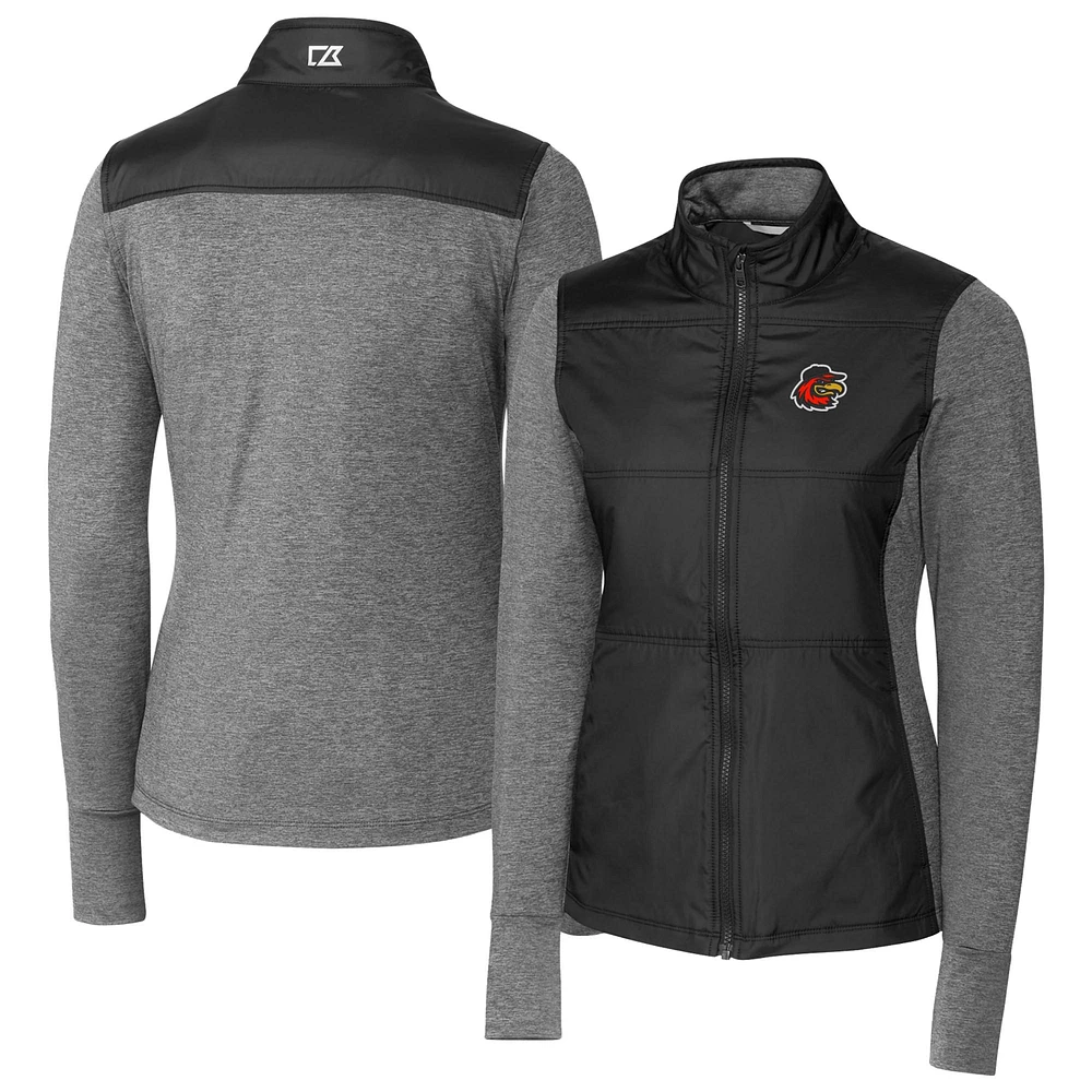 Women's Cutter & Buck Rochester Red Wings Stealth DryTec Hybrid Quilted Full-Zip Windbreaker Jacket