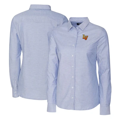 Women's Cutter & Buck Light Blue Las Vegas Aviators Stretch Oxford Long Sleeve Tri-Blend Button-Up Dress Shirt