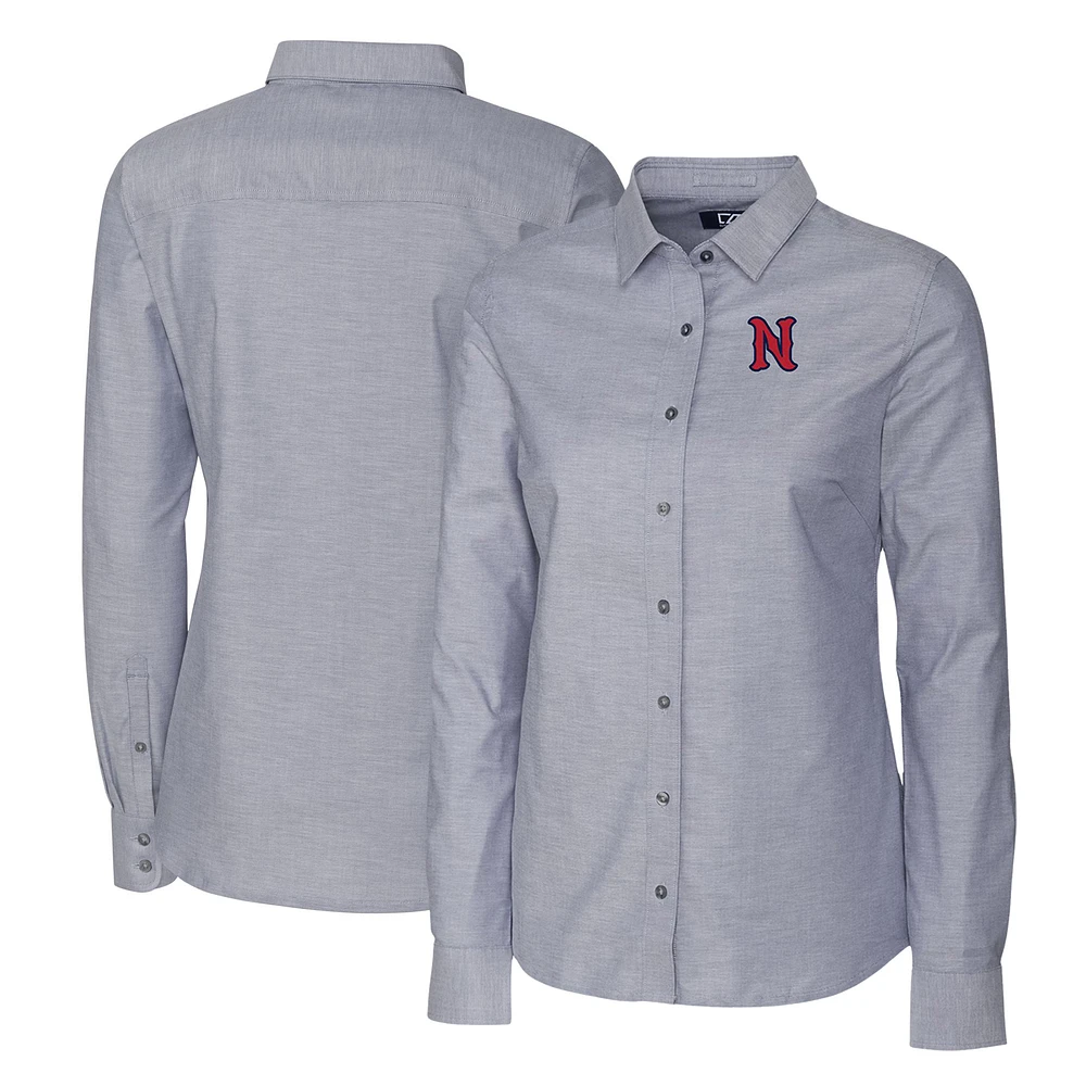 Women's Cutter & Buck Charcoal Nashville Sounds Stretch Oxford Long Sleeve Tri-Blend Button-Up Dress Shirt
