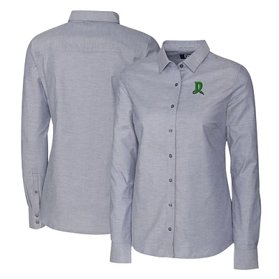 Women's Cutter & Buck Charcoal Dayton Dragons Stretch Oxford Long Sleeve Tri-Blend Button-Up Dress Shirt