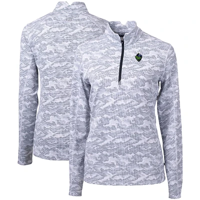 Women's Cutter & Buck Charcoal Hillsboro Hops Traverse Camo Stretch Quarter-Zip Pullover Top