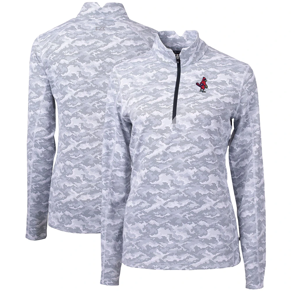 Women's Cutter & Buck Charcoal Memphis Redbirds Traverse Camo Stretch Quarter-Zip Pullover Top