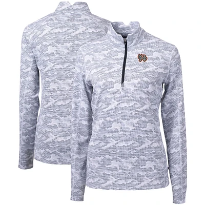 Women's Cutter & Buck Charcoal Norfolk Tides Traverse Camo Stretch Quarter-Zip Pullover Top