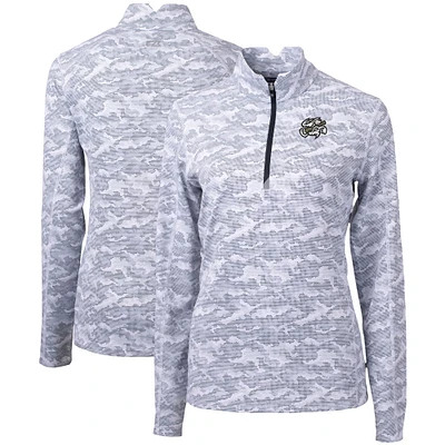 Women's Cutter & Buck Charcoal Omaha Storm Chasers Traverse Camo Stretch Quarter-Zip Pullover Top