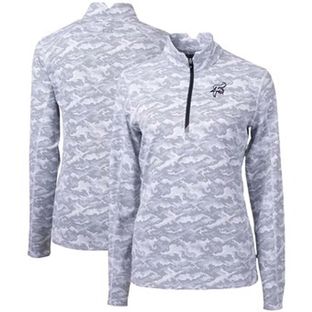 Women's Cutter & Buck Charcoal Reading Fightin Phils Traverse Camo Stretch Quarter-Zip Pullover Top