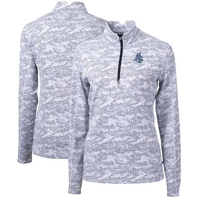 Women's Cutter & Buck Charcoal Hartford Yard Goats Traverse Camo Stretch Quarter-Zip Pullover Top