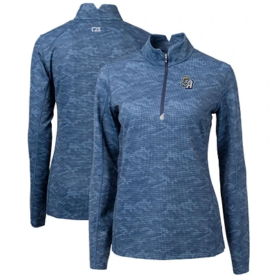 Women's Cutter & Buck Navy San Antonio Missions Traverse Camo Stretch Quarter-Zip Pullover Top