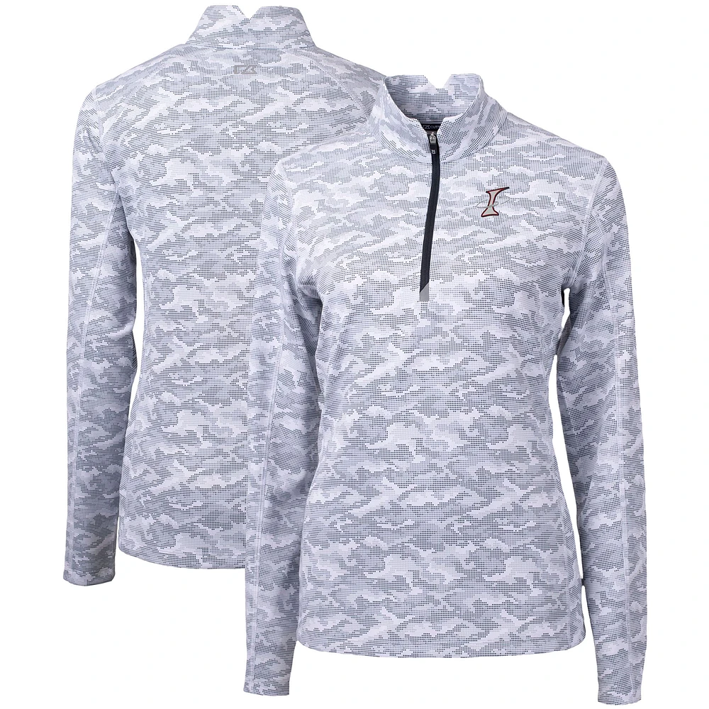 Women's Cutter & Buck Charcoal Albuquerque Isotopes Traverse Camo Stretch Quarter-Zip Pullover Top