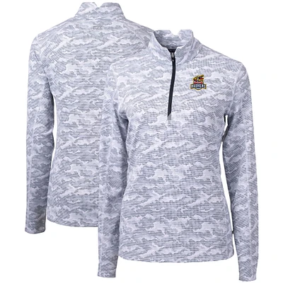 Women's Cutter & Buck Charcoal Toledo Mud Hens Traverse Camo Stretch Quarter-Zip Pullover Top
