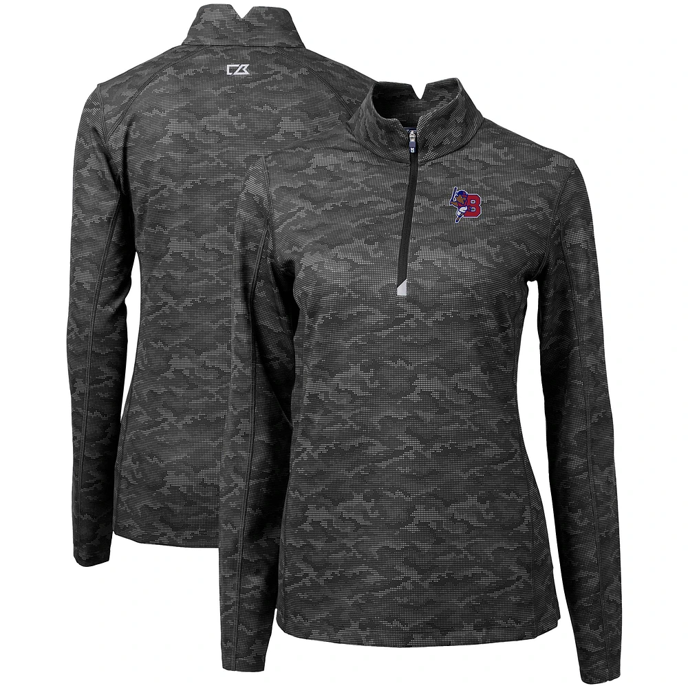 Women's Cutter & Buck Black Buffalo Bisons Traverse Camo Stretch Quarter-Zip Pullover Top