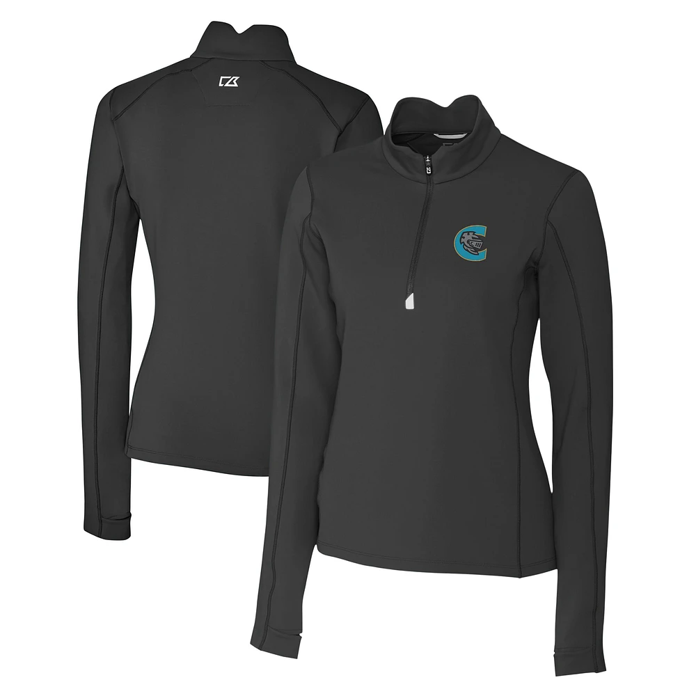 Women's Cutter & Buck Charlotte Knights Traverse DryTec Stretch Quarter-Zip Pullover Top