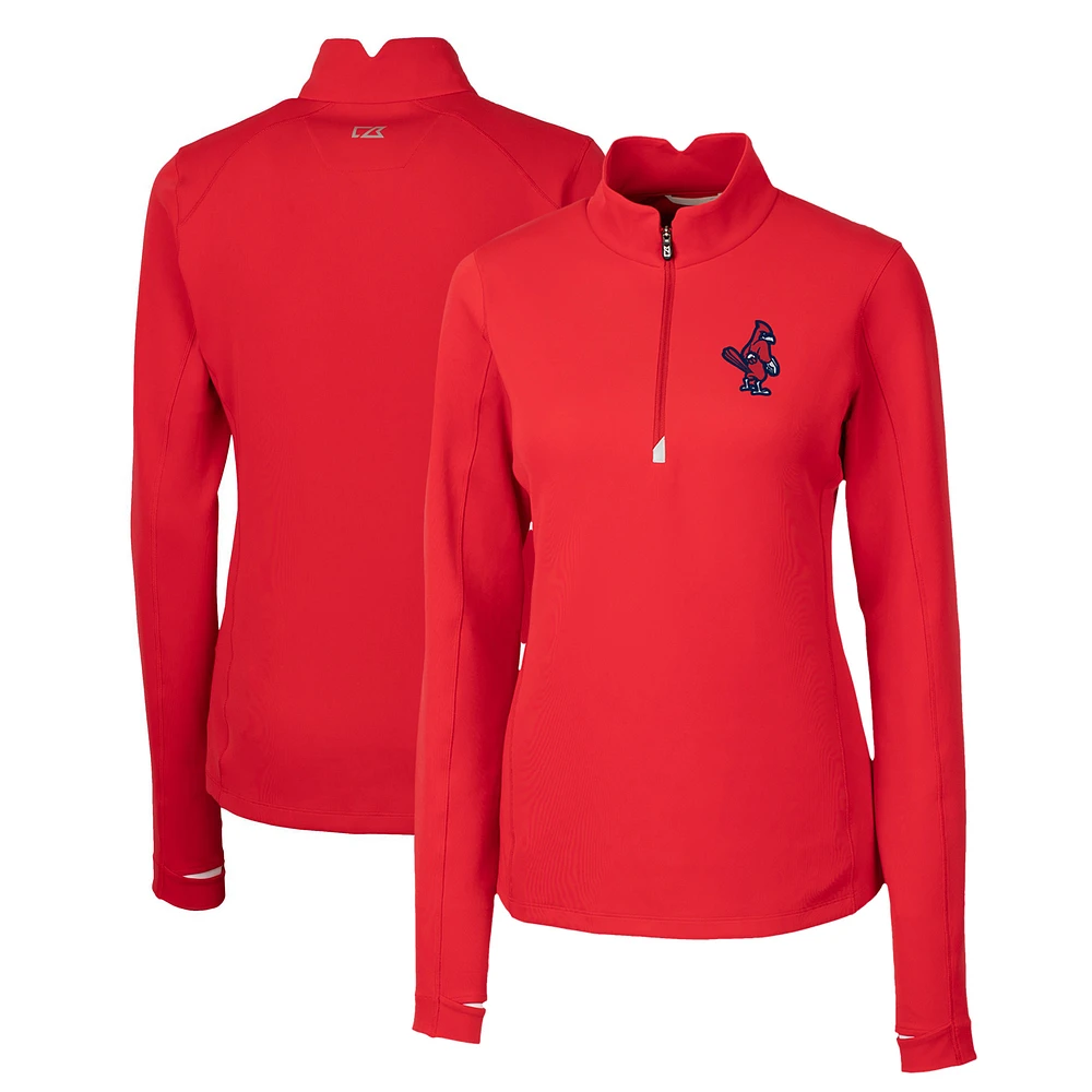 Women's Cutter & Buck Memphis Redbirds Traverse DryTec Stretch Quarter-Zip Pullover Top