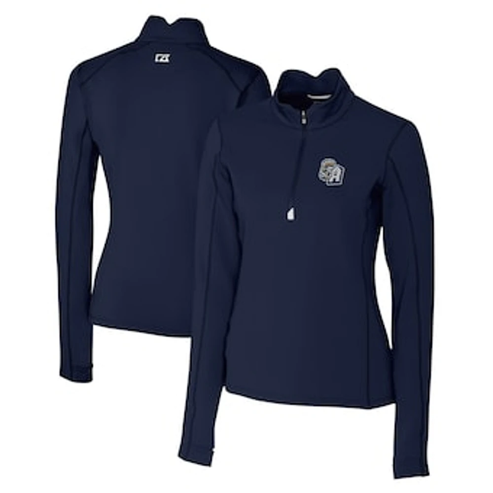 Women's Cutter & Buck Navy San Antonio Missions Traverse DryTec Stretch Quarter-Zip Pullover Top