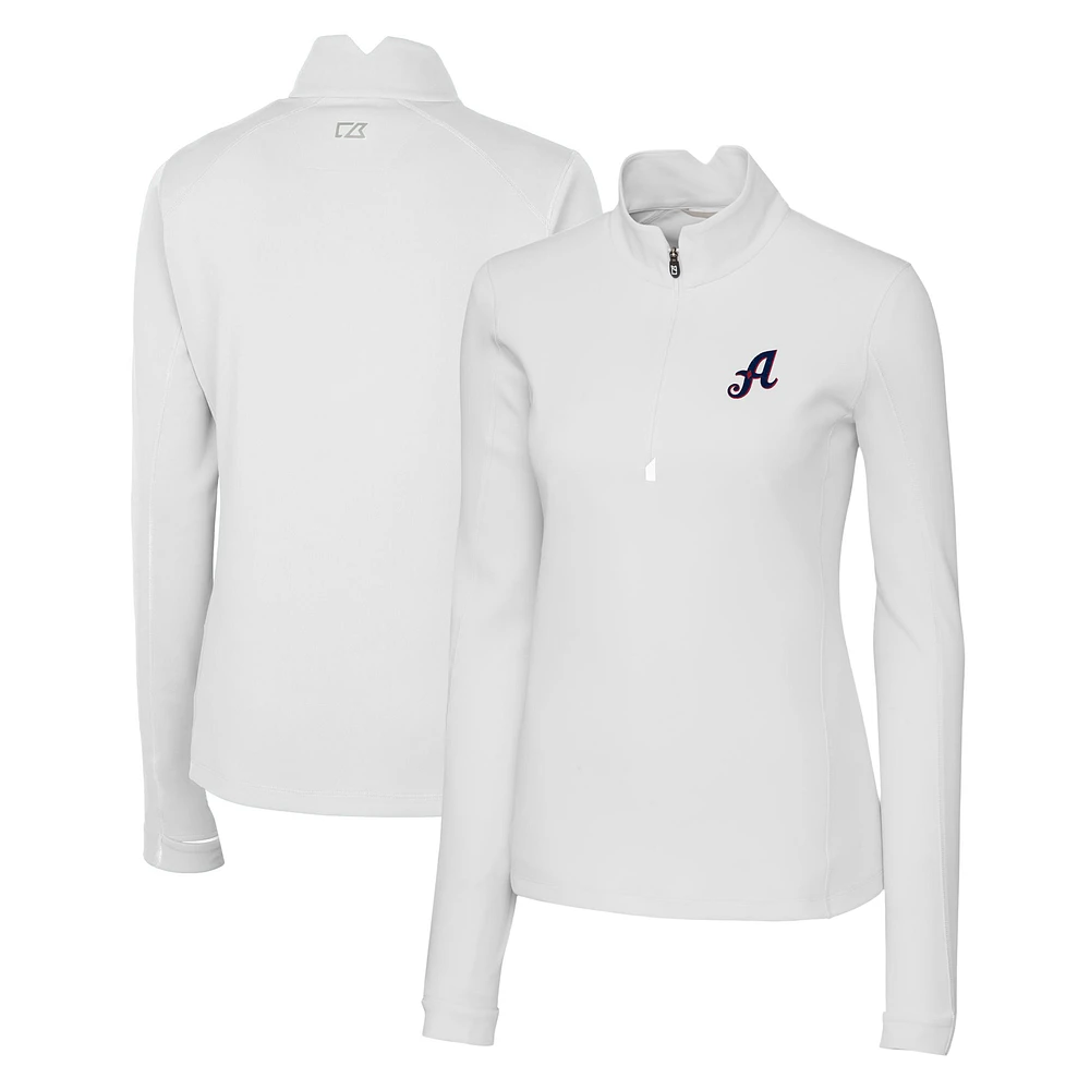 Women's Cutter & Buck White Reno Aces Traverse DryTec Stretch Quarter-Zip Pullover Top