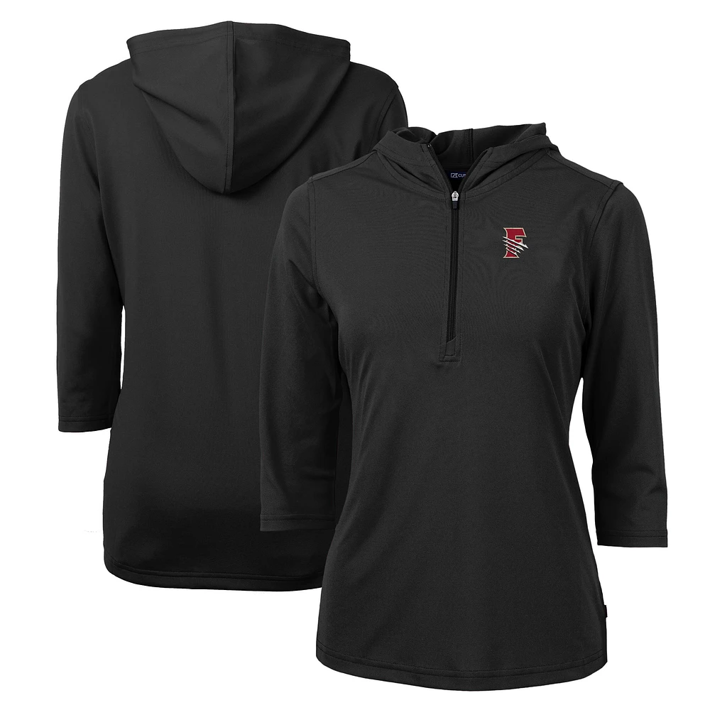 Women's Cutter & Buck Fresno Grizzlies Virtue Eco Pique Recycled 3/4-Sleeve Half-Zip Pullover Hoodie