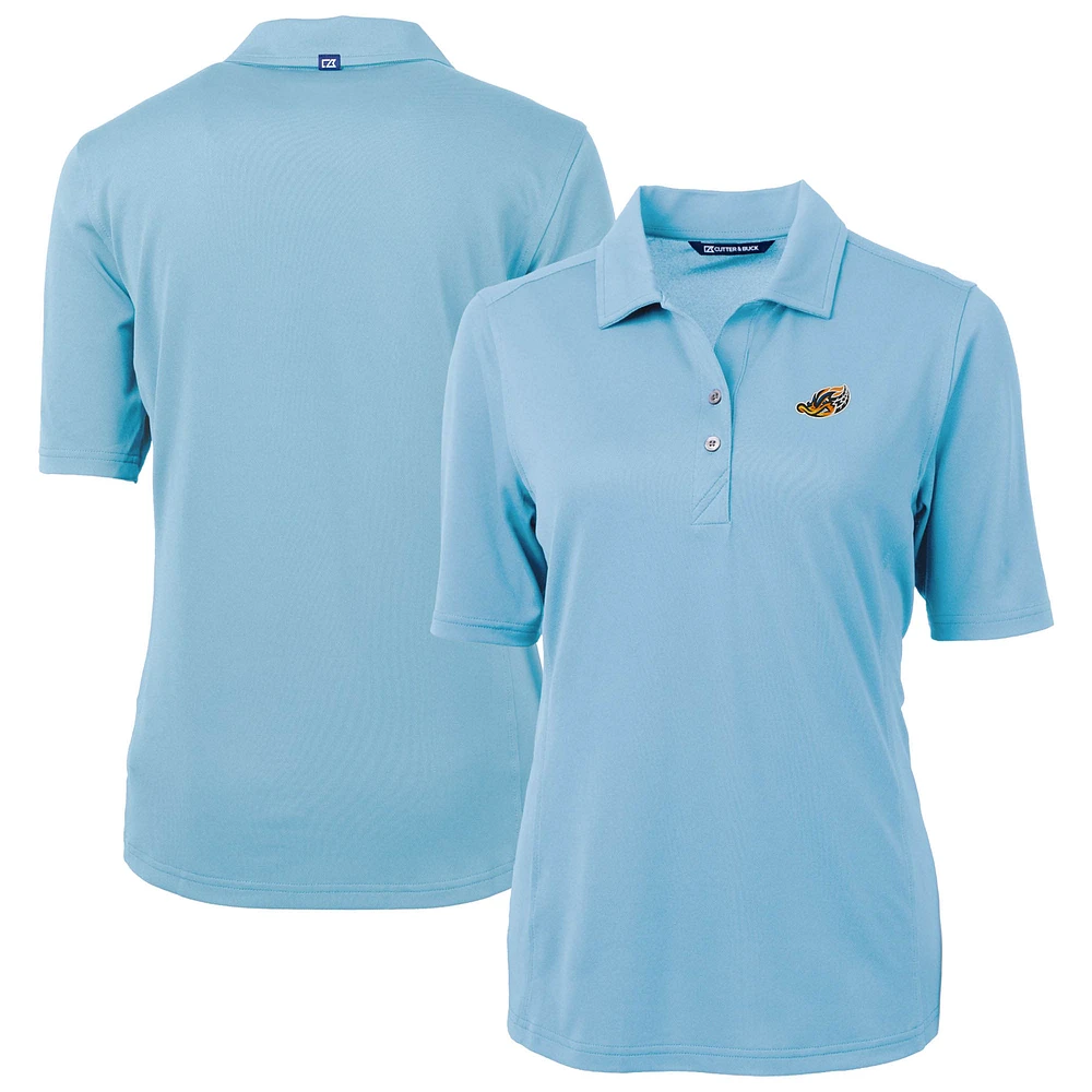 Women's Cutter & Buck Powder Blue Akron RubberDucks Virtue DryTec Eco Pique Recycled Polo
