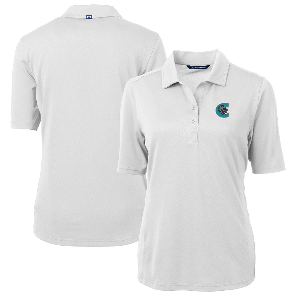 Women's Cutter & Buck White Charlotte Knights Virtue DryTec Eco Pique Recycled Polo