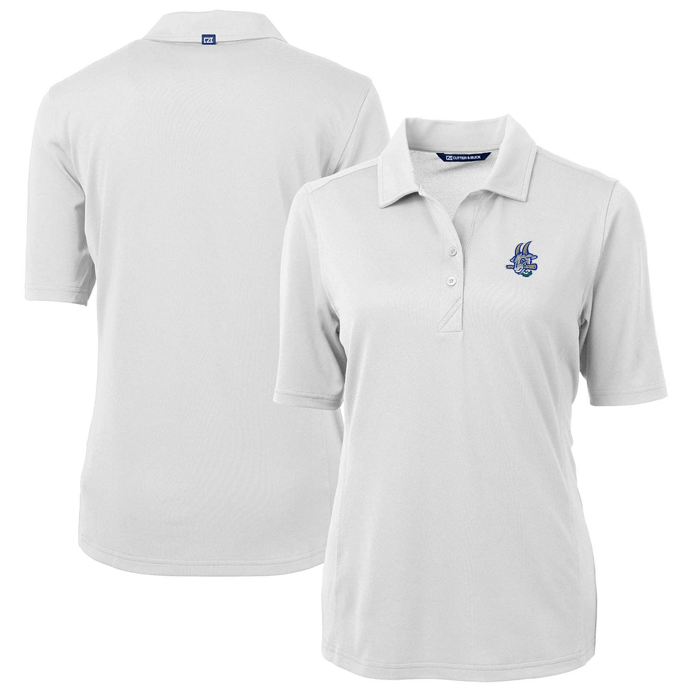 Women's Cutter & Buck White Hartford Yard Goats Virtue DryTec Eco Pique Recycled Polo