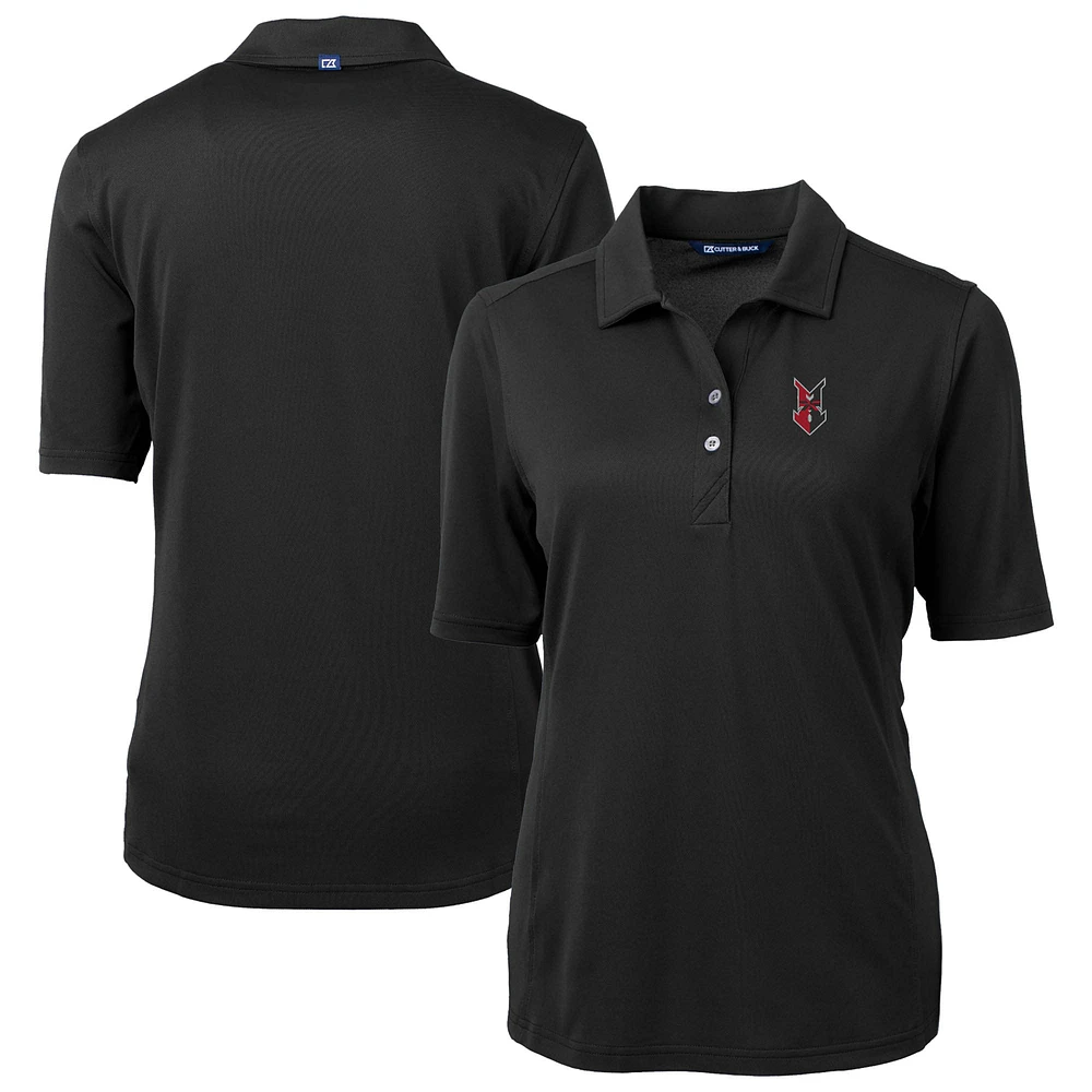 Women's Cutter & Buck Black Indianapolis Indians Virtue DryTec Eco Pique Recycled Polo