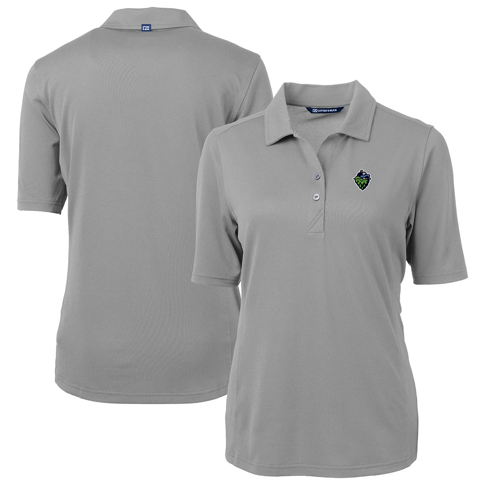 Women's Cutter & Buck Gray Hillsboro Hops Virtue DryTec Eco Pique Recycled Polo