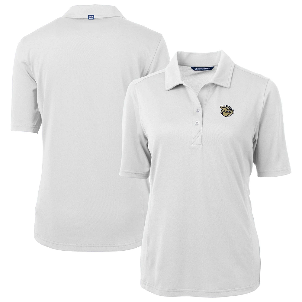 Women's Cutter & Buck White Lehigh Valley IronPigs Virtue DryTec Eco Pique Recycled Polo