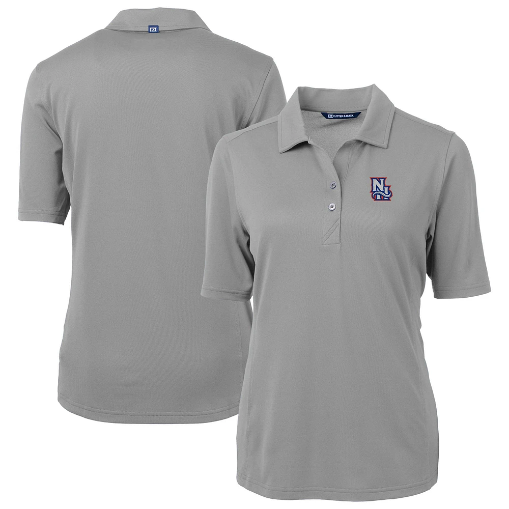 Women's Cutter & Buck Gray New Hampshire Fisher Cats Virtue DryTec Eco Pique Recycled Polo