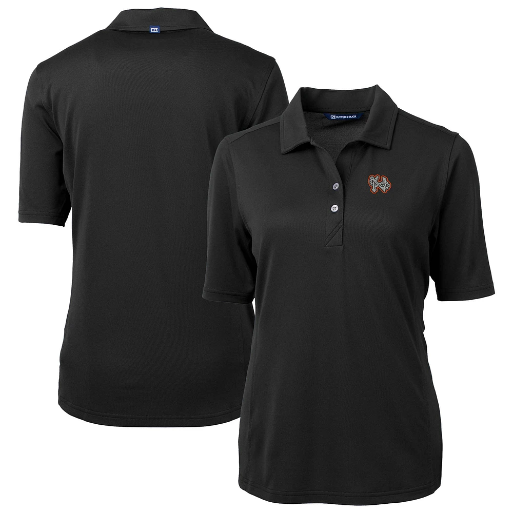 Women's Cutter & Buck Black Norfolk Tides Virtue DryTec Eco Pique Recycled Polo