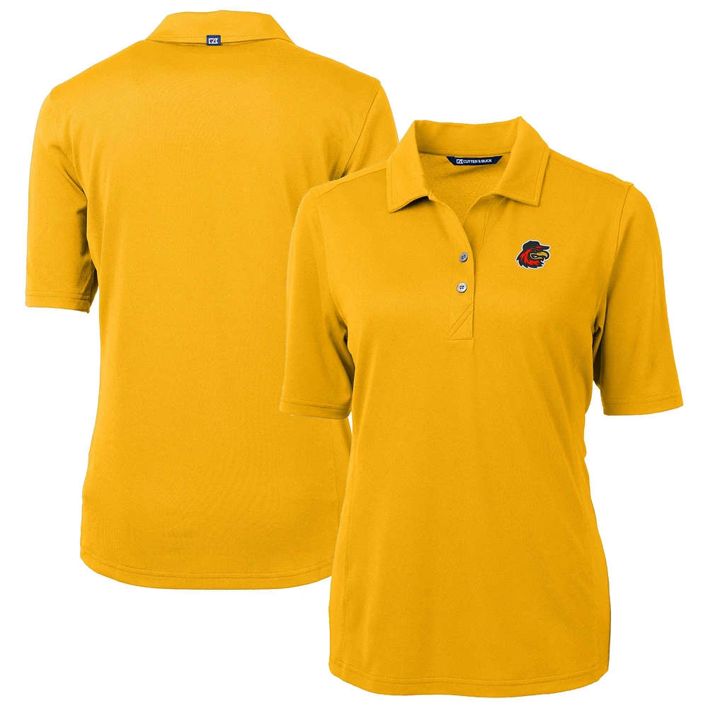 Women's Cutter & Buck Gold Rochester Red Wings Virtue DryTec Eco Pique Recycled Polo