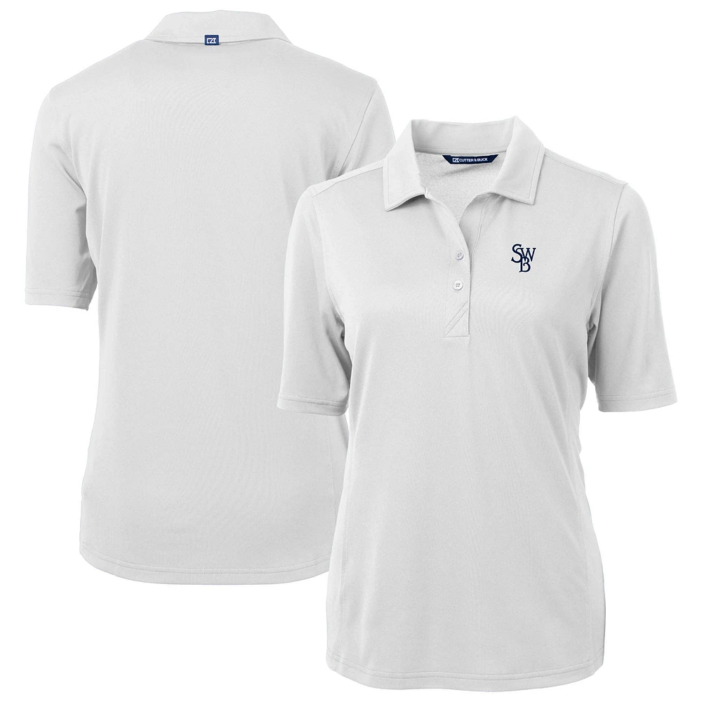 Women's Cutter & Buck White Scranton Wilkes-Barre RailRiders Virtue DryTec Eco Pique Recycled Polo