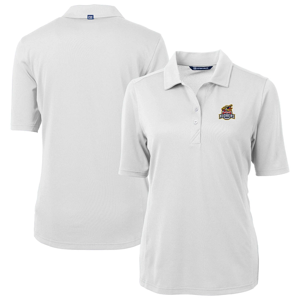 Women's Cutter & Buck White Toledo Mud Hens Virtue DryTec Eco Pique Recycled Polo