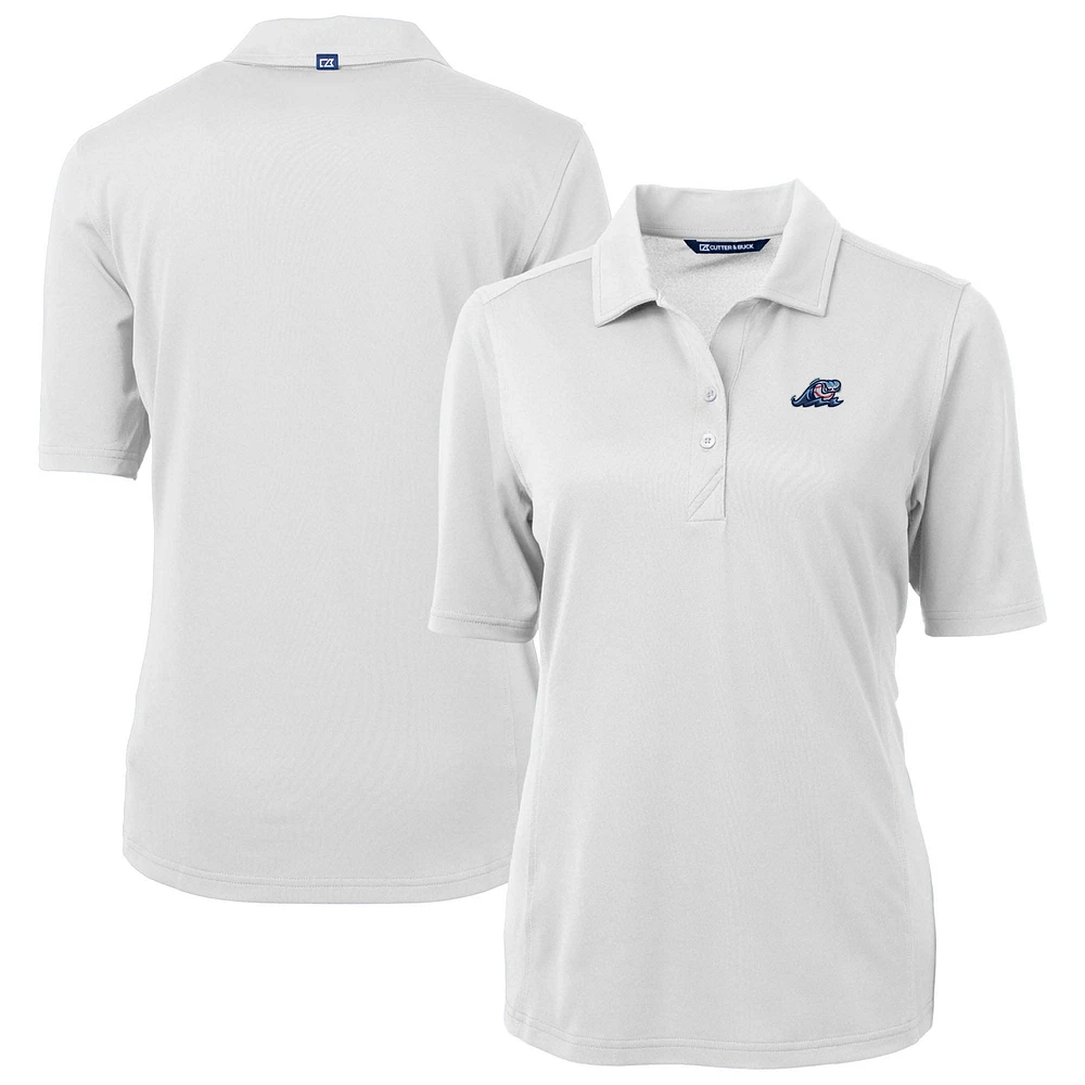 Women's Cutter & Buck White West Michigan Whitecaps Virtue DryTec Eco Pique Recycled Polo