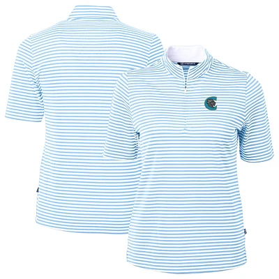 Women's Cutter & Buck Powder Blue Charlotte Knights Virtue DryTec Eco Pique Stripe Recycled Top