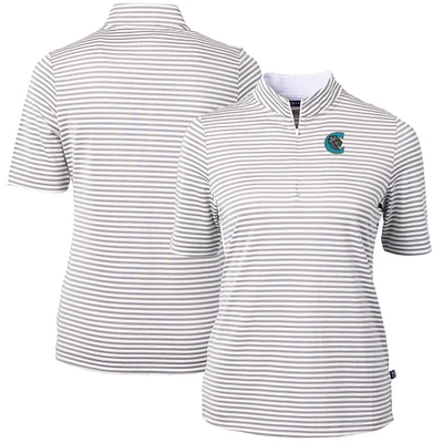 Women's Cutter & Buck Gray Charlotte Knights Virtue DryTec Eco Pique Stripe Recycled Top