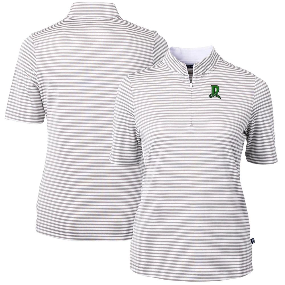 Women's Cutter & Buck Gray Dayton Dragons Virtue DryTec Eco Pique Stripe Recycled Top