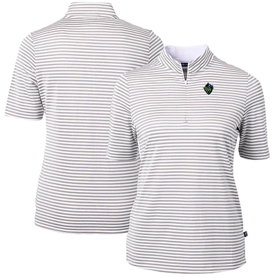 Women's Cutter & Buck Gray Hillsboro Hops Virtue DryTec Eco Pique Stripe Recycled Top