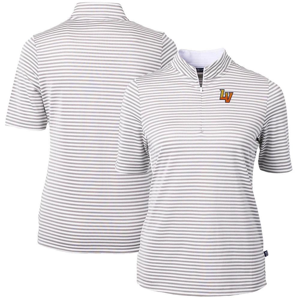 Women's Cutter & Buck Gray Las Vegas Aviators Virtue DryTec Eco Pique Stripe Recycled Top