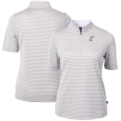 Women's Cutter & Buck Gray Albuquerque Isotopes Virtue DryTec Eco Pique Stripe Recycled Top