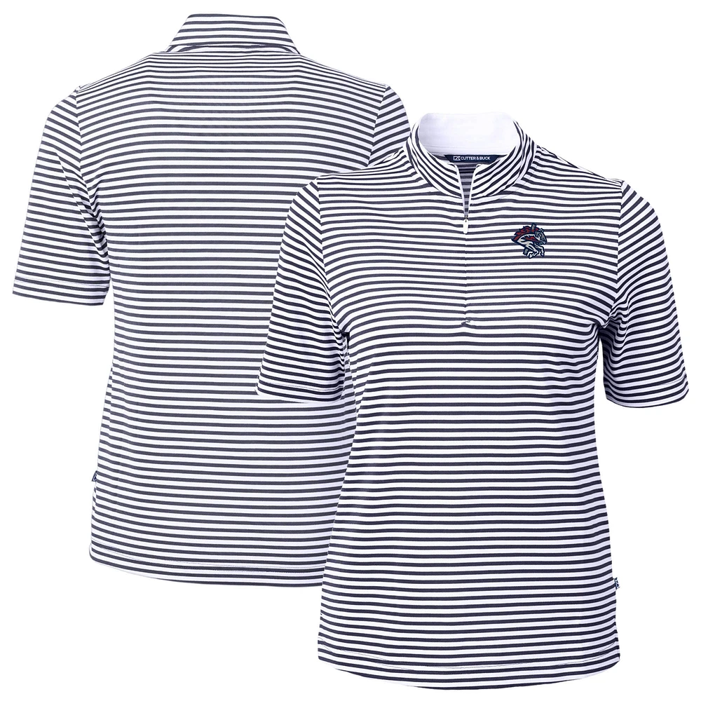 Women's Cutter & Buck Navy Binghamton Rumble Ponies Virtue DryTec Eco Pique Stripe Recycled Top