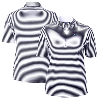 Women's Cutter & Buck Navy Binghamton Rumble Ponies Virtue DryTec Eco Pique Stripe Recycled Top