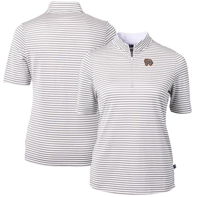 Women's Cutter & Buck Gray Norfolk Tides Virtue DryTec Eco Pique Stripe Recycled Top