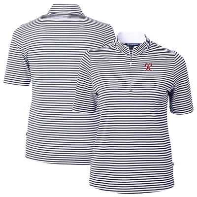 Women's Cutter & Buck Navy Tacoma Rainiers Virtue DryTec Eco Pique Stripe Recycled Top