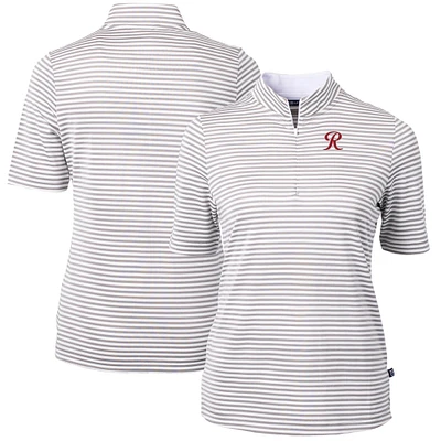 Women's Cutter & Buck Gray Tacoma Rainiers Virtue DryTec Eco Pique Stripe Recycled Top