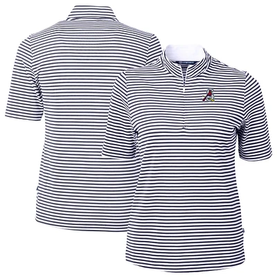 Women's Cutter & Buck Navy Springfield Cardinals Virtue DryTec Eco Pique Stripe Recycled Top